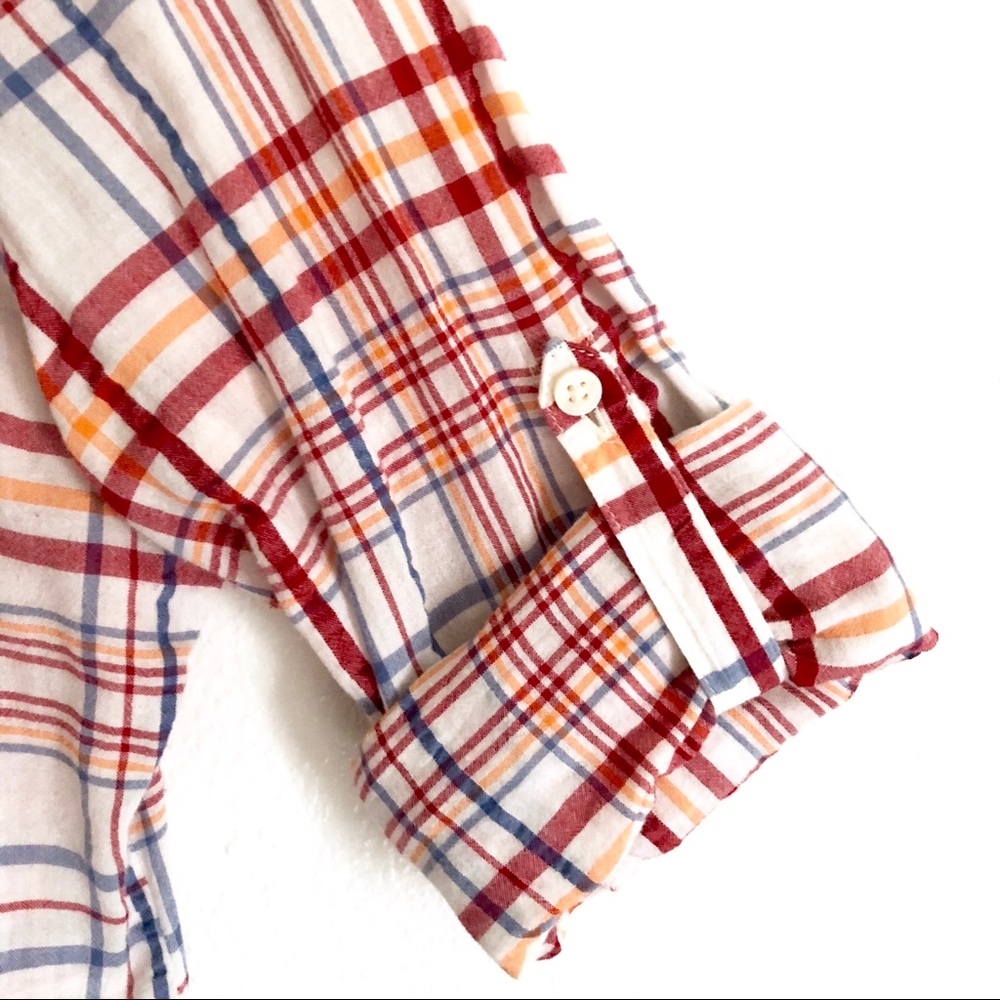Mossimo | White Plaid Button Down Top - Picture 4 of 7